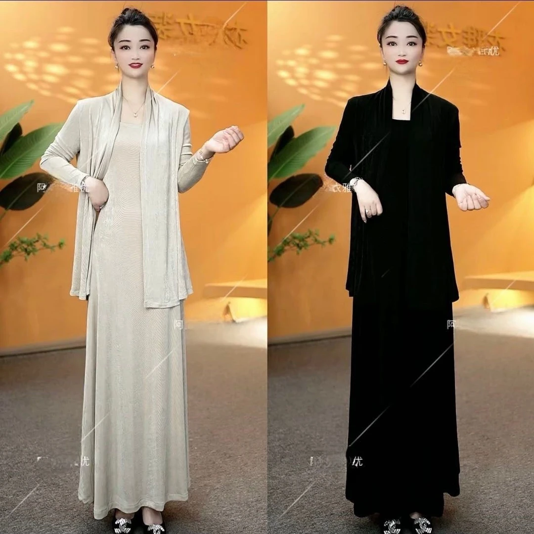 2025春季两件套时尚新款气质外套连衣裙开衫两件套套装