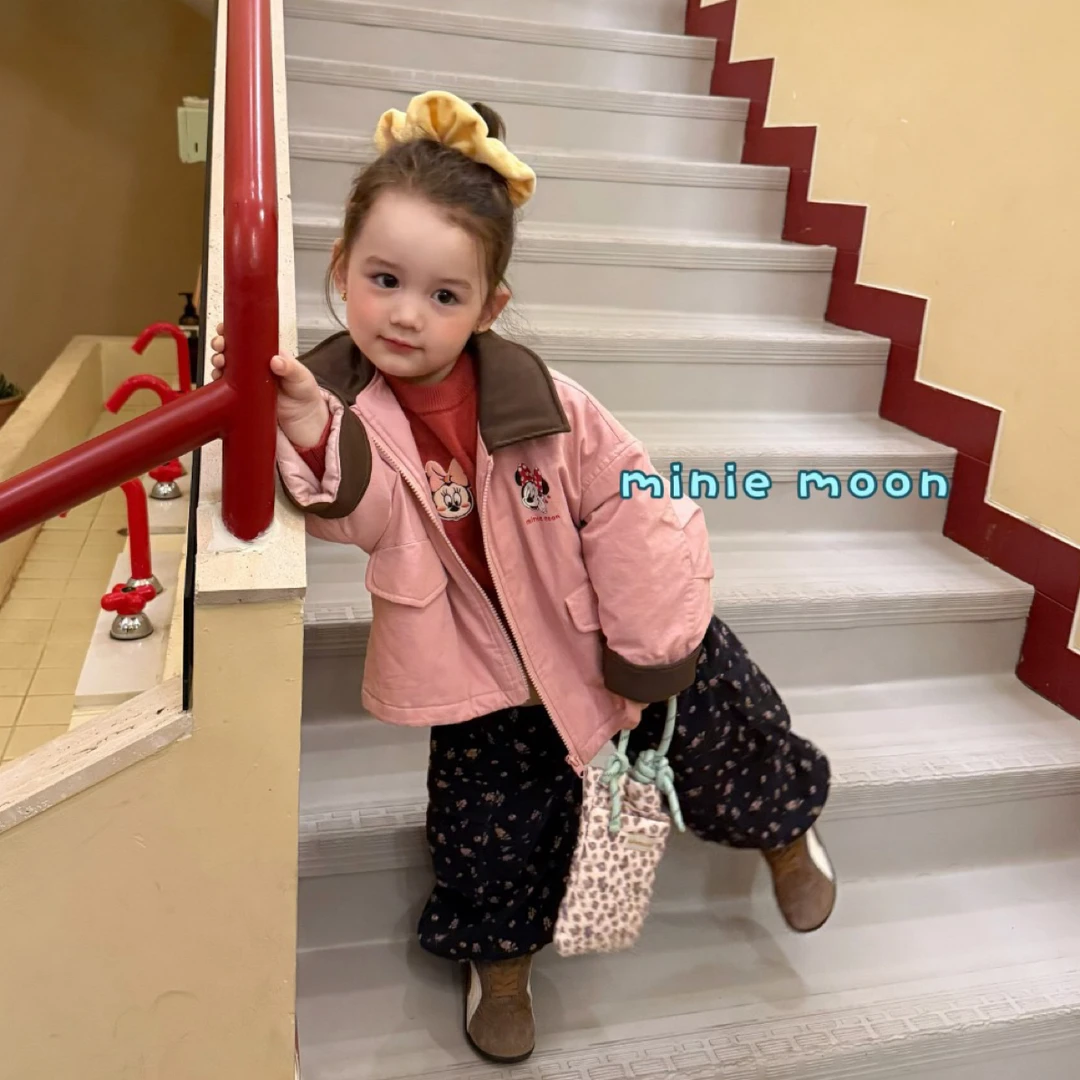 Minie moon官方正版卡通毛衣米奇拼色棉服加厚碎花收脚裤设计师款