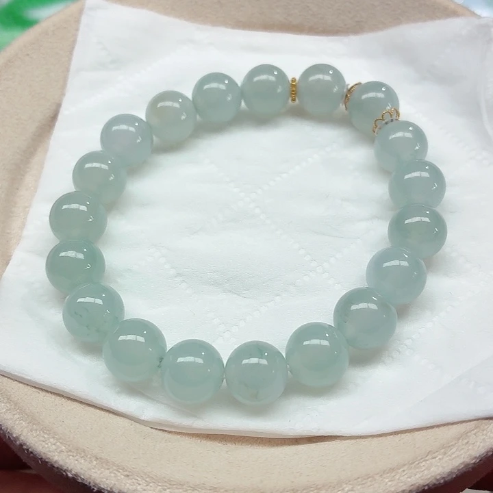 翡翠18K金镶嵌手链天然缅甸翡翠A货卡10