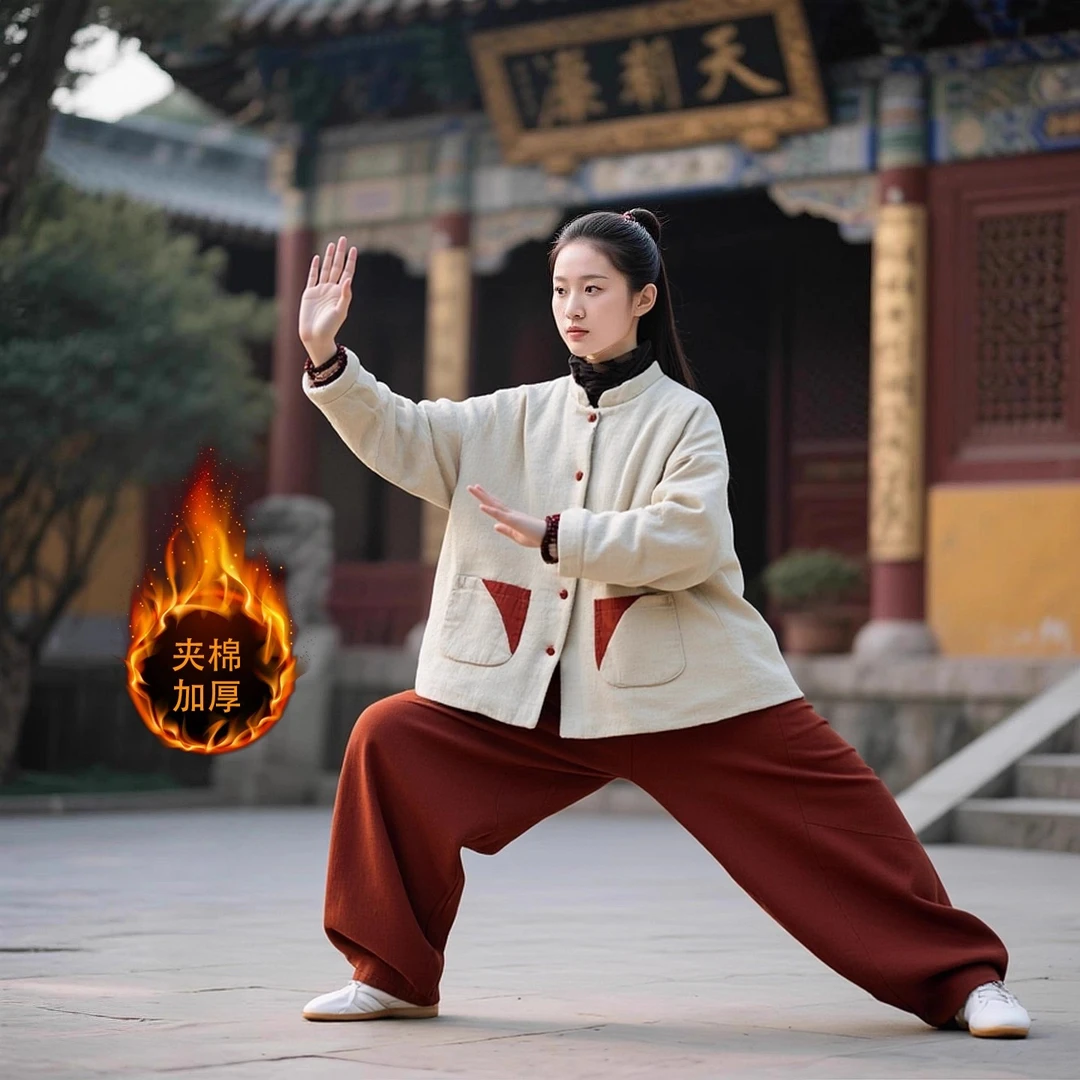 冬季日常可装太极服女2025新款禅服夹棉外套禅修八段锦练功服套装