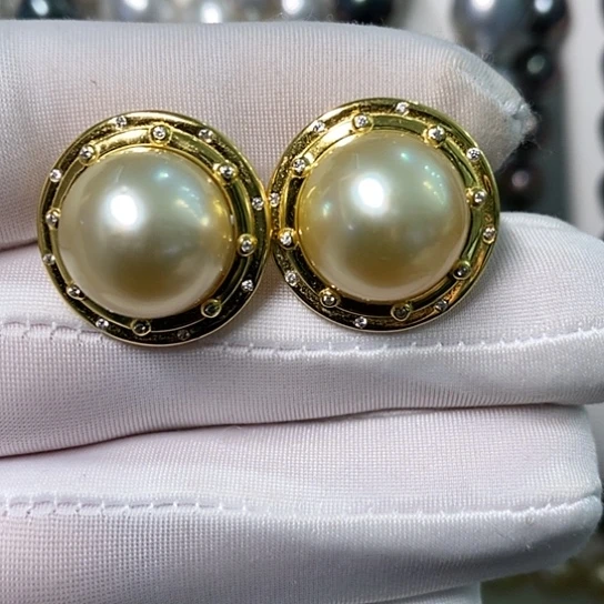 银S925镶嵌海水珍珠耳饰13.68