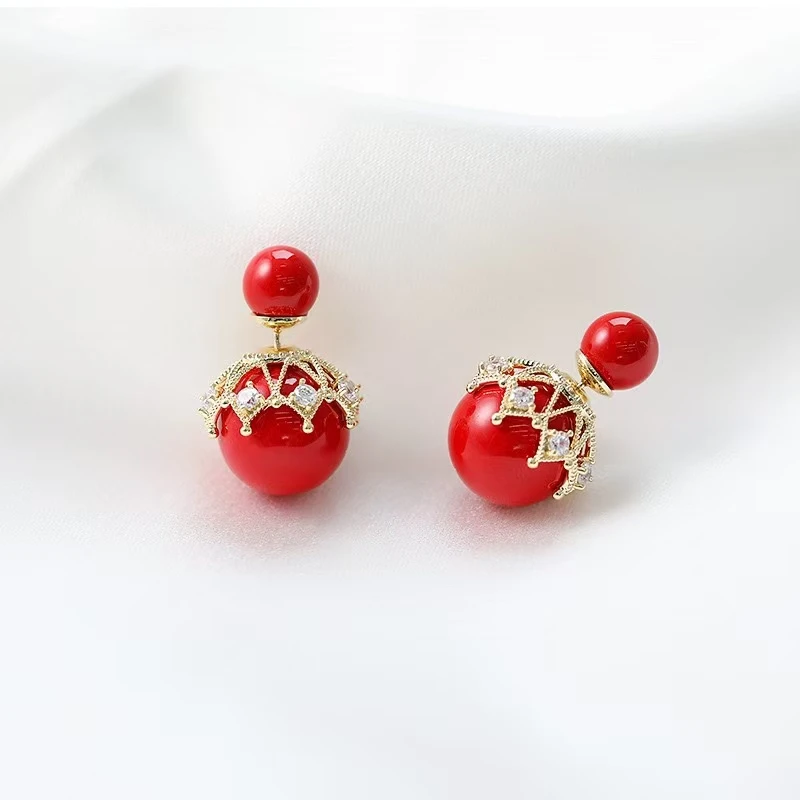 铜合金耳饰 珠珠一款两戴耳钉女法式时尚轻奢耳环N0683A1