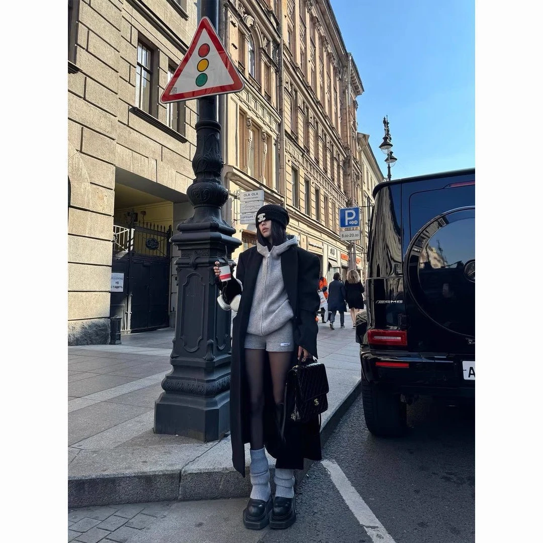 其他100%秋冬季灰色针织毛衣套装连衣裙子女2025新款小个子一整套