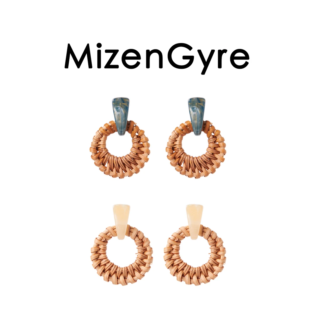 铜合金耳饰 MizenGyre小众设计复古夏日度假风竹藤草编耳环