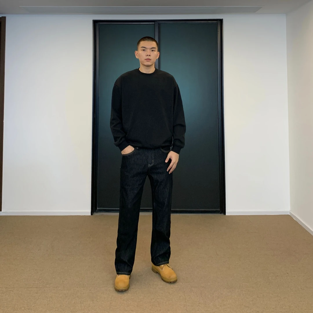 tillthedawn水洗原色黑牛仔秋冬男弹力牛仔裤cleanfit休闲直筒裤