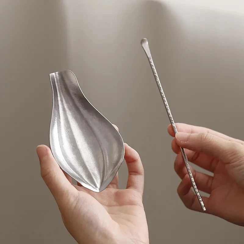 高档纯钛茶则  荷茶拨功夫茶具配件茶勺分茶取茶器茶道六君子