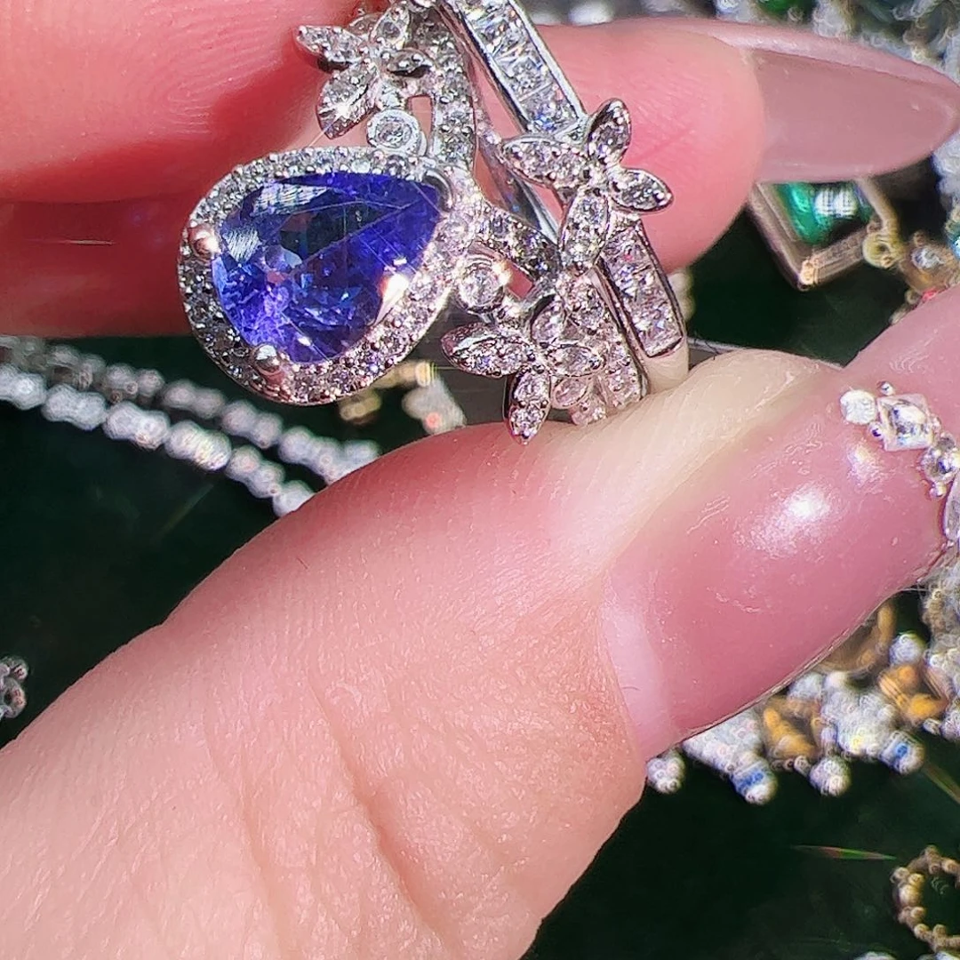 坦桑石戒指银S925镶嵌