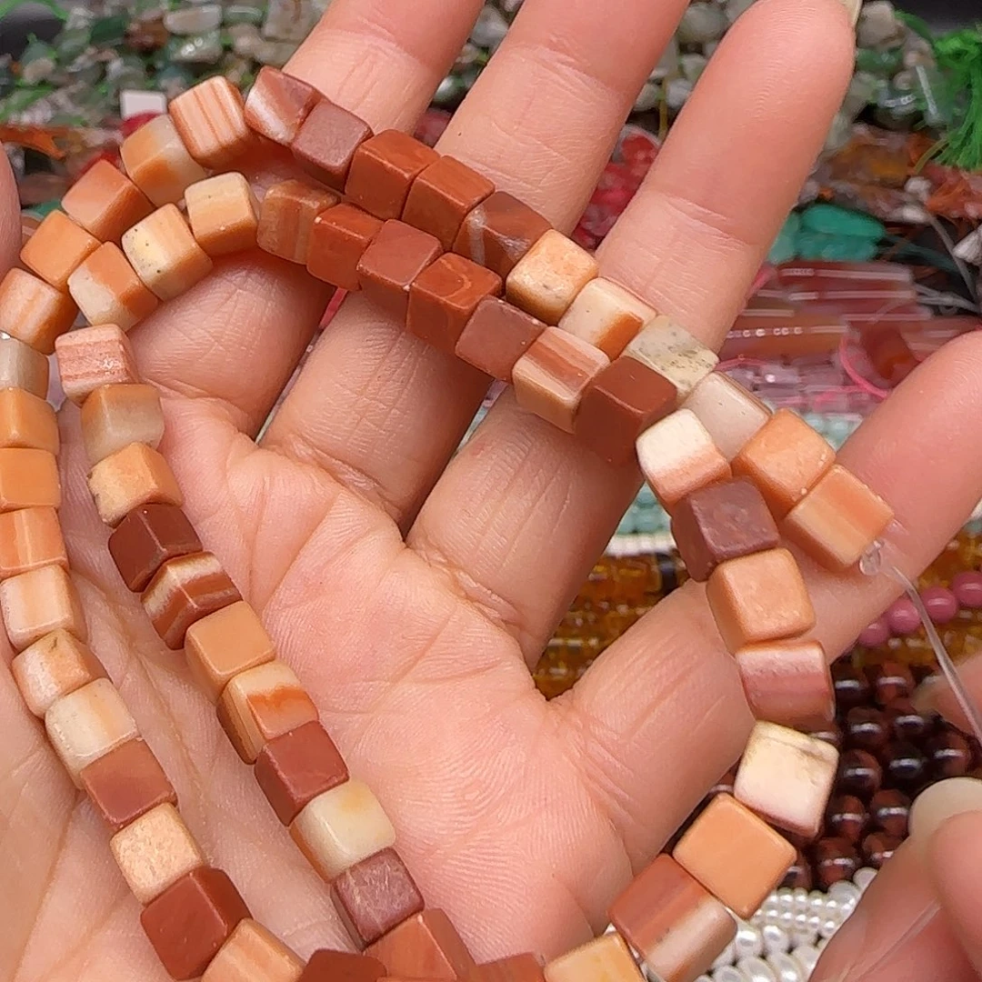 玛瑙/玉髓合金珠宝半成品亚马逊石6mm一条方糖