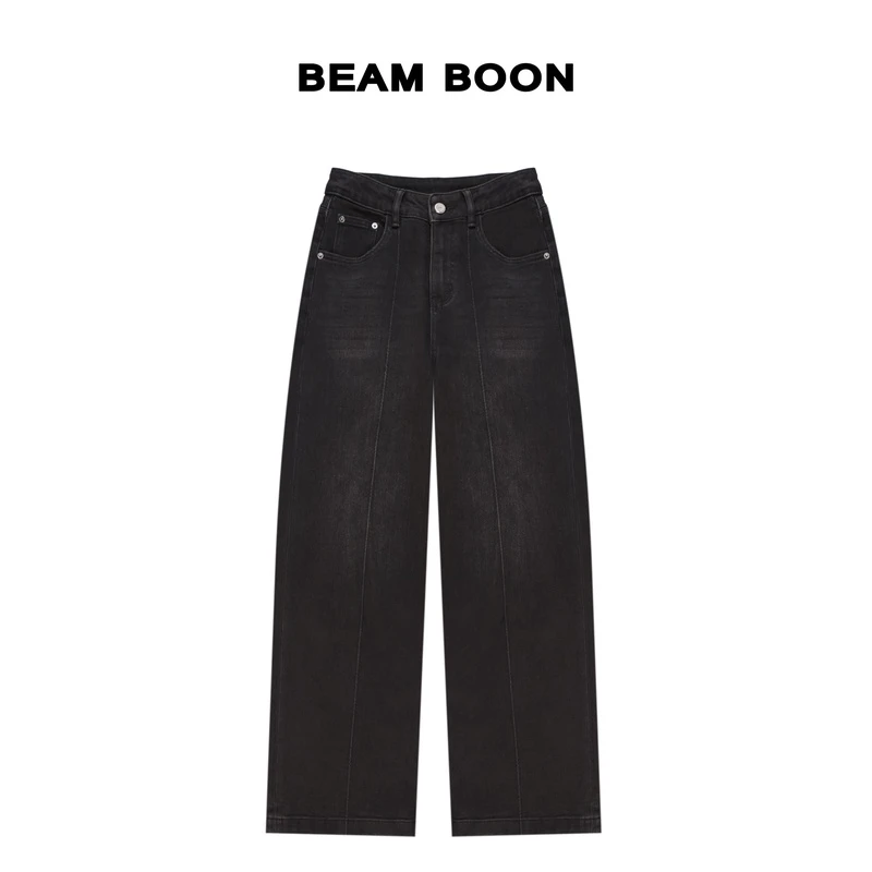 Beam Boon|【拉线笔牛仔裤】超模立裁重工水洗中衔线显瘦直筒牛仔裤