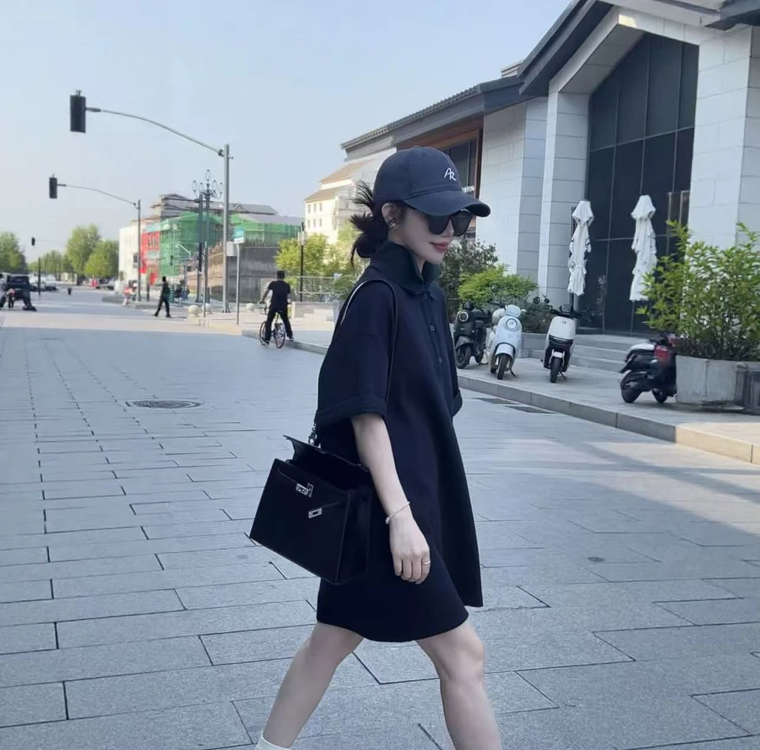 240克重磅Polo裙气质时尚潮流中长款设计师韩版小众简约