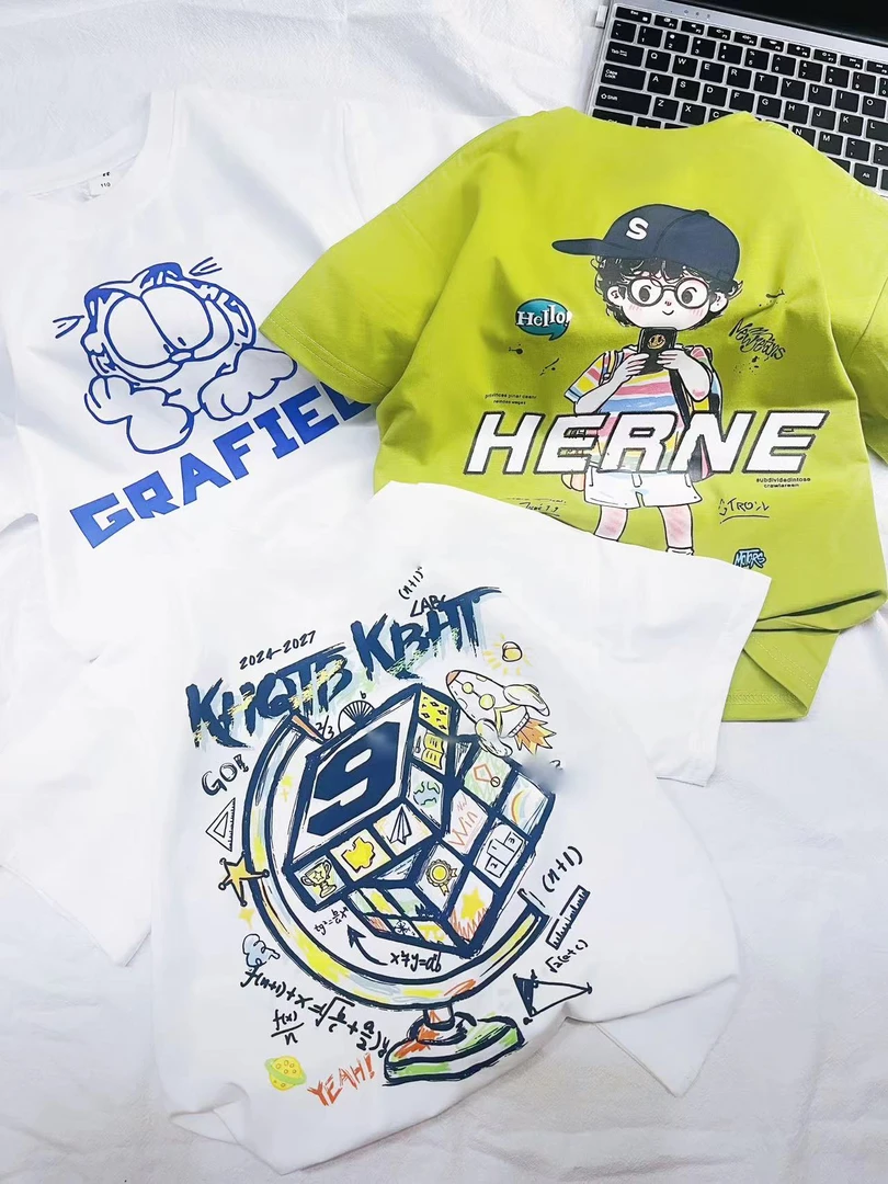 201儿童T恤宽松韩版2025新款童装白色男童休闲百搭夏季半袖潮牌