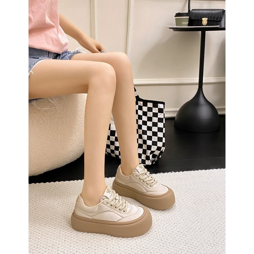 508时尚百搭厚底圆头系带休闲鞋