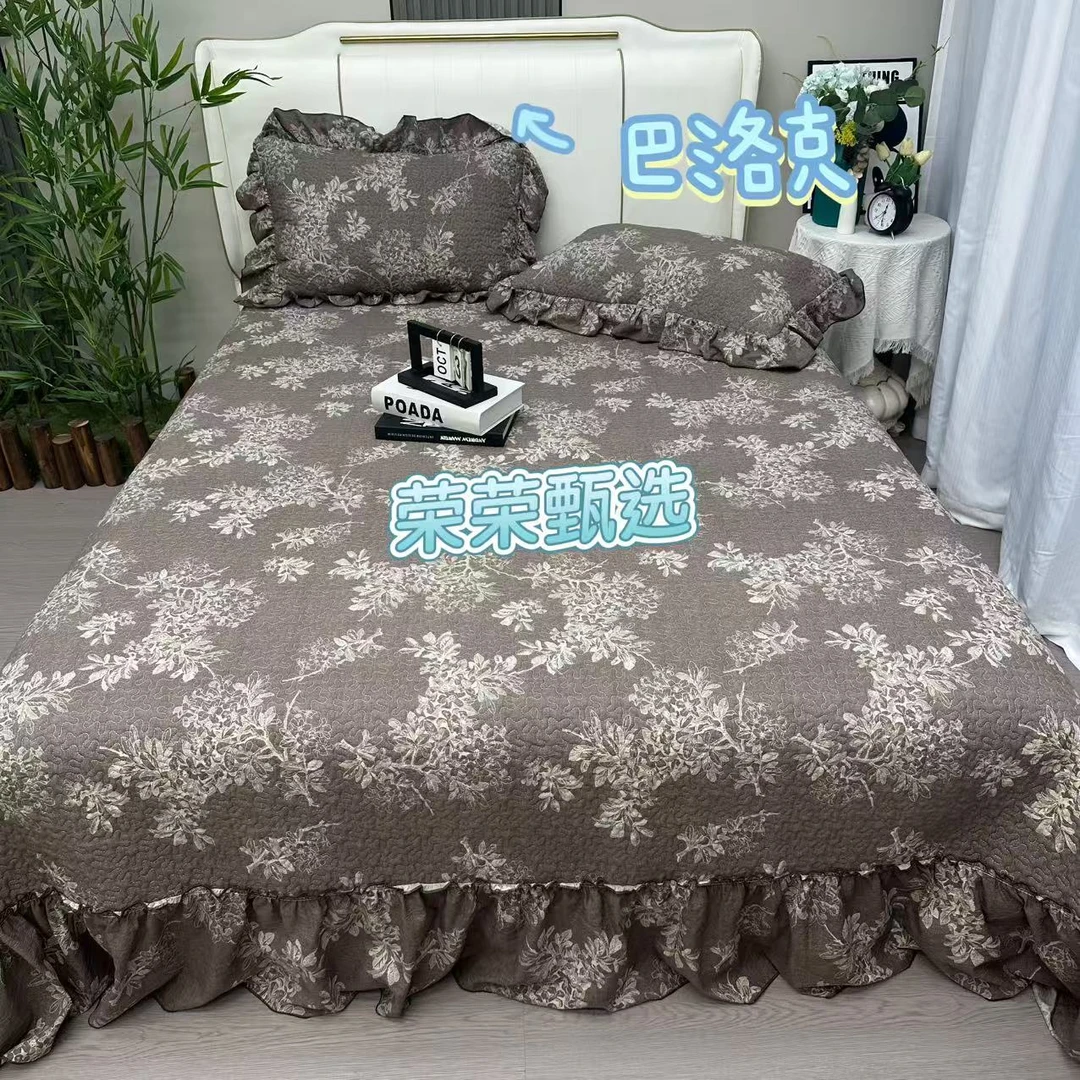 【RR荣荣】巴洛克-双层纱加大床盖三件套亲肤舒适夹棉绗缝