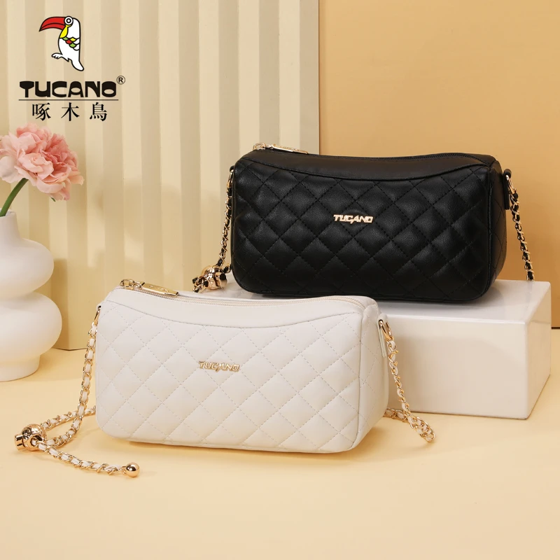 【现货】啄木鸟包包女款爆款2025新款春夏时尚百搭单肩菱格相机包潮