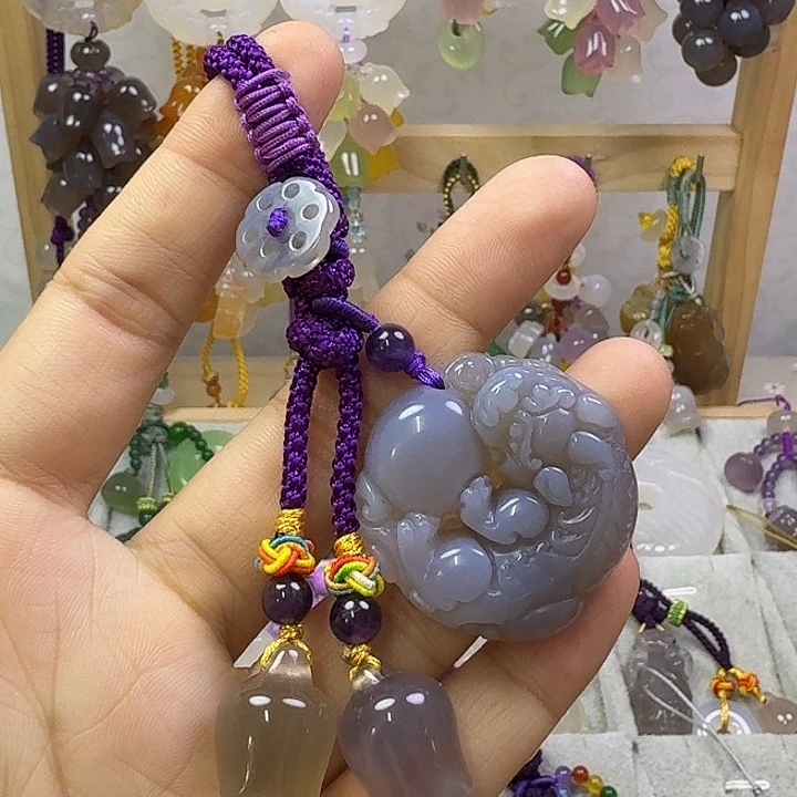 钥匙挂件福利款，紫色款貔貅抱球