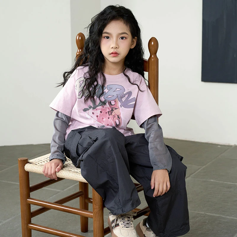 【现货】圆领中大童休闲卫衣T恤运动风长袖洋气LT07