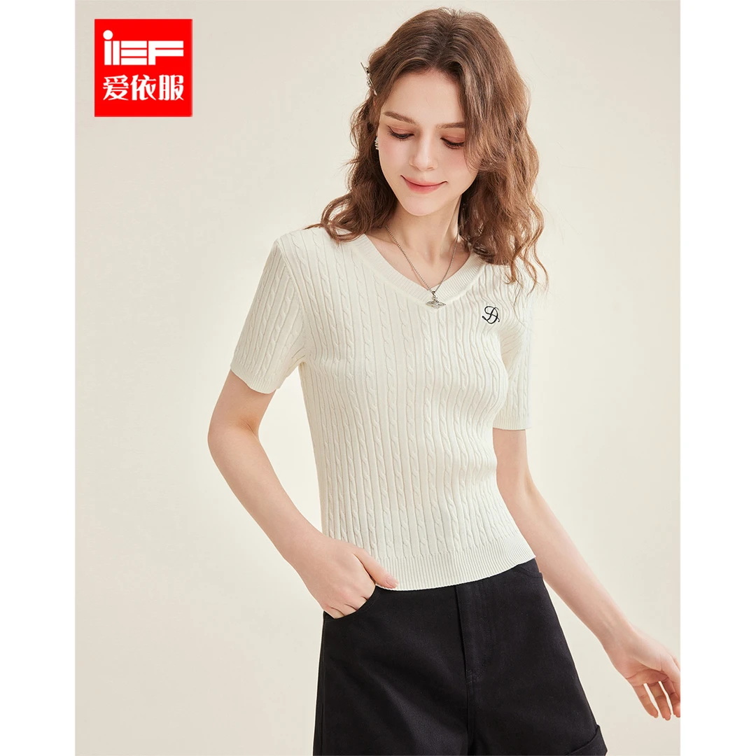 IEF/爱依服【DNA系列】2025春季新款韩版温柔淑女风通勤毛织上衣