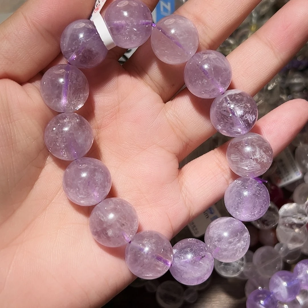 水晶手链未镶嵌玻利维亚紫兔毛15毫米