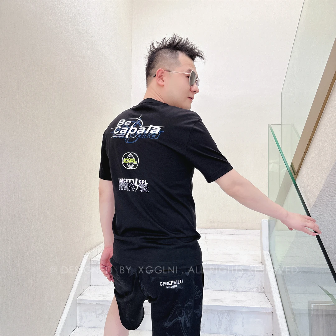 夏季（微阔版）CPL前后都有白字母男士品质高端轻奢洋气时尚短袖T恤