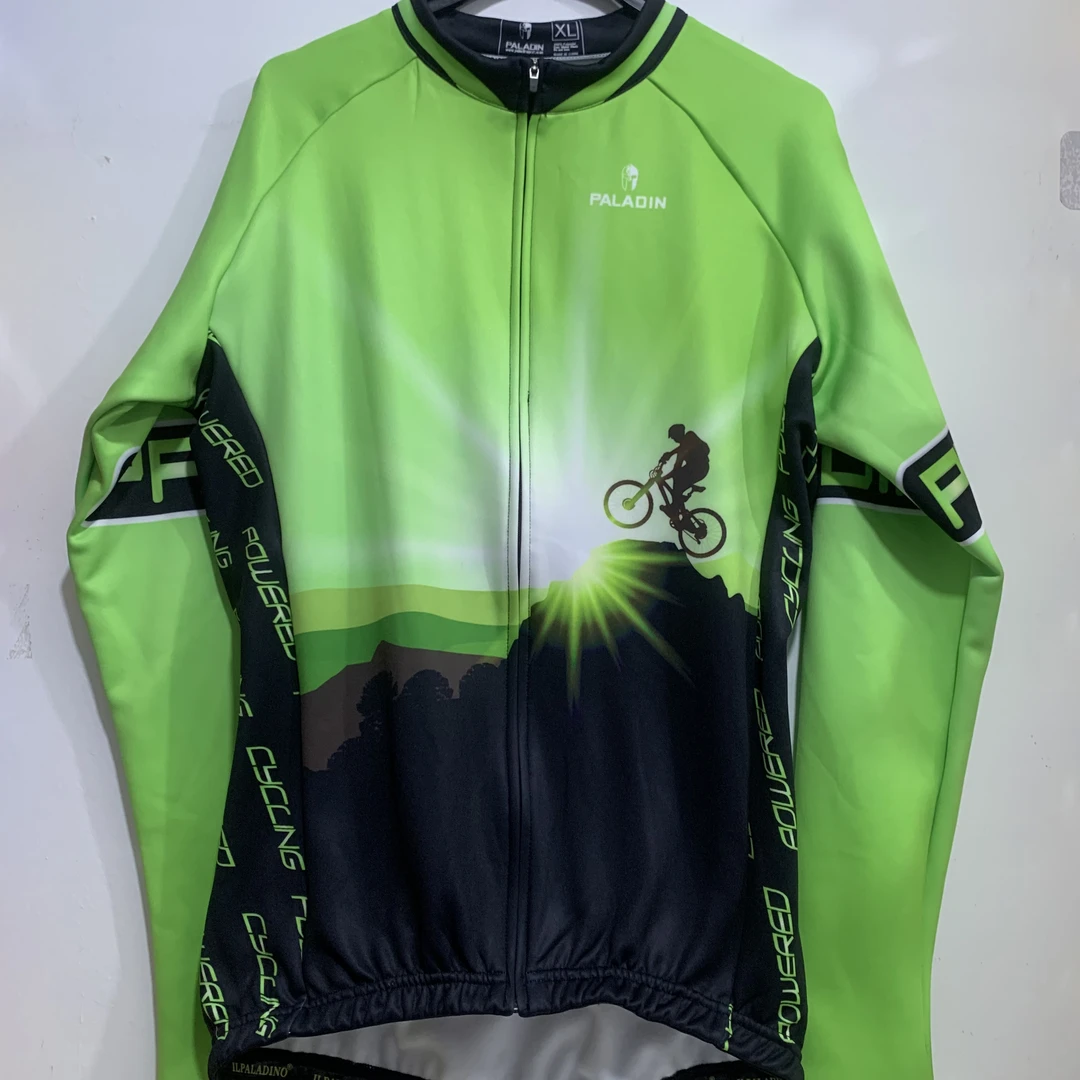 SQ 447 【绿山峰抓绒长袖男士】ILPALADINO骑行服长袖春秋冬