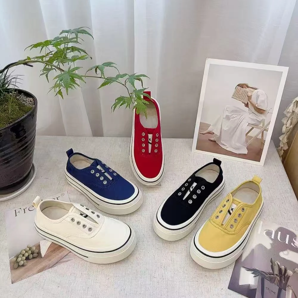 698新款厚底舒适百搭软底圆头懒人帆布鞋