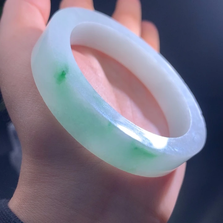 未镶嵌翡翠定制翡翠白底青57-58