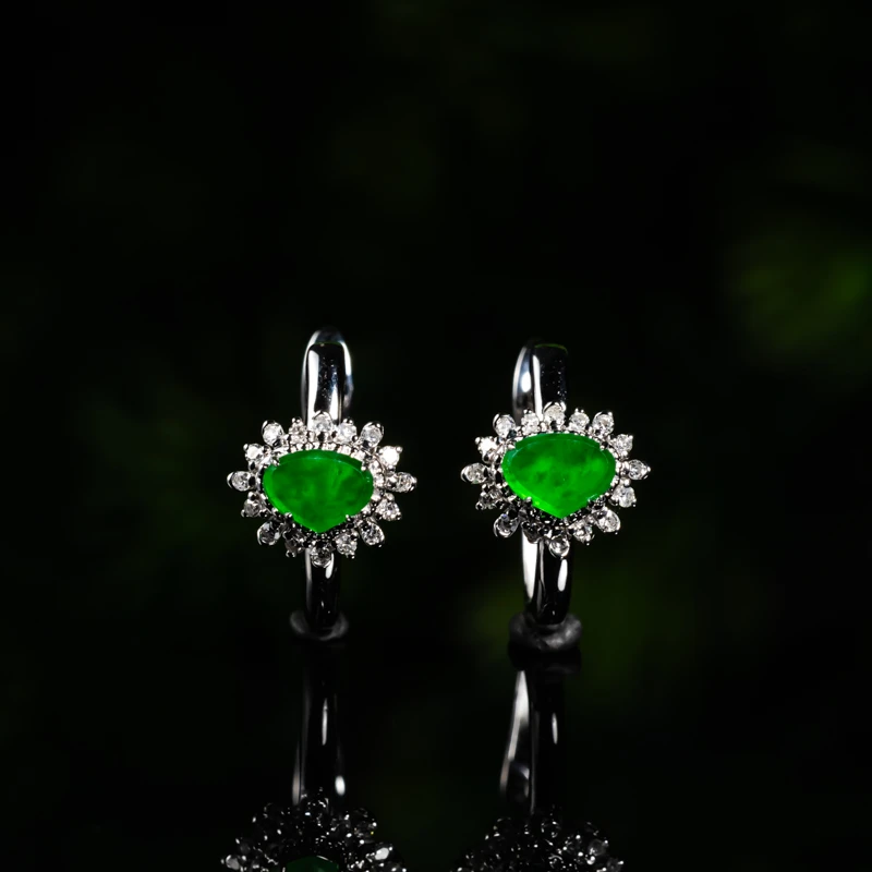 18k天然翡翠耳饰  L1437 多样性发其一