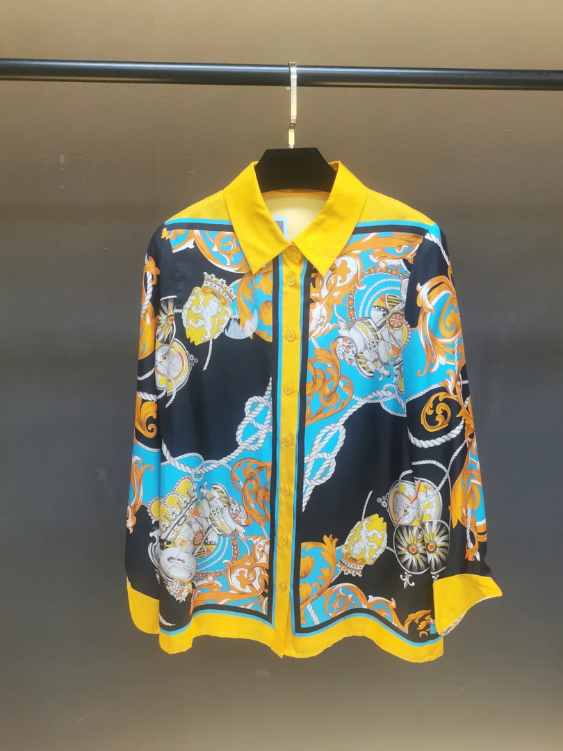 Z0099印花宽松衬衫休闲时尚花色衬衣