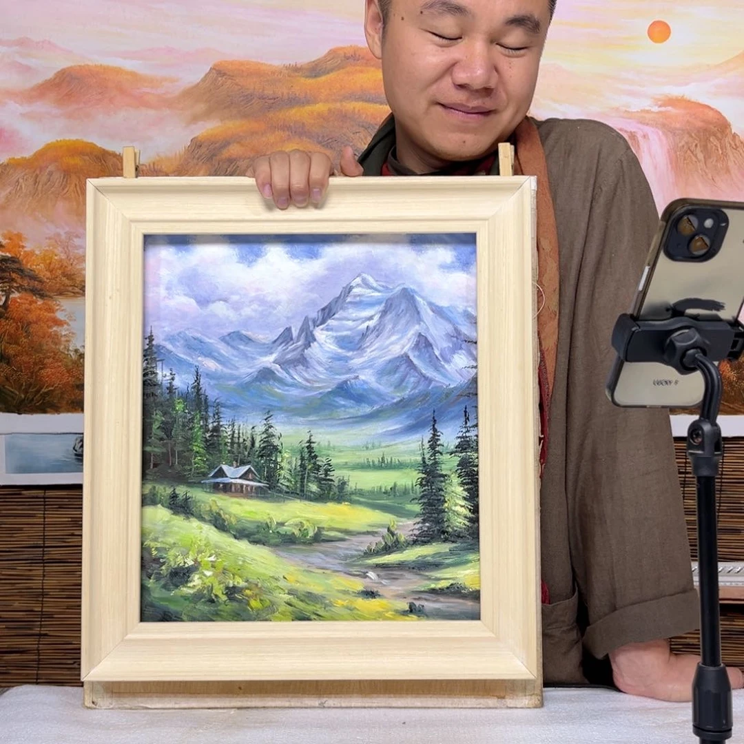 油画行路人小院绘画作品竞拍