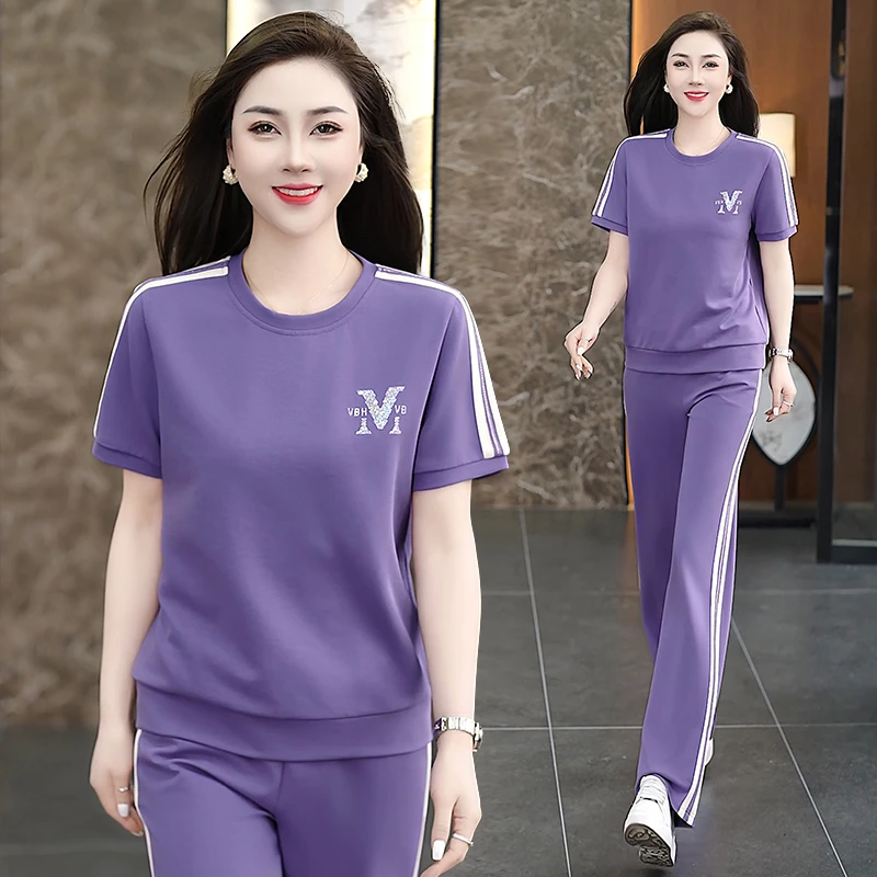 时尚运动2025夏季新款时尚洋气减龄宽松女士休闲运动套装女