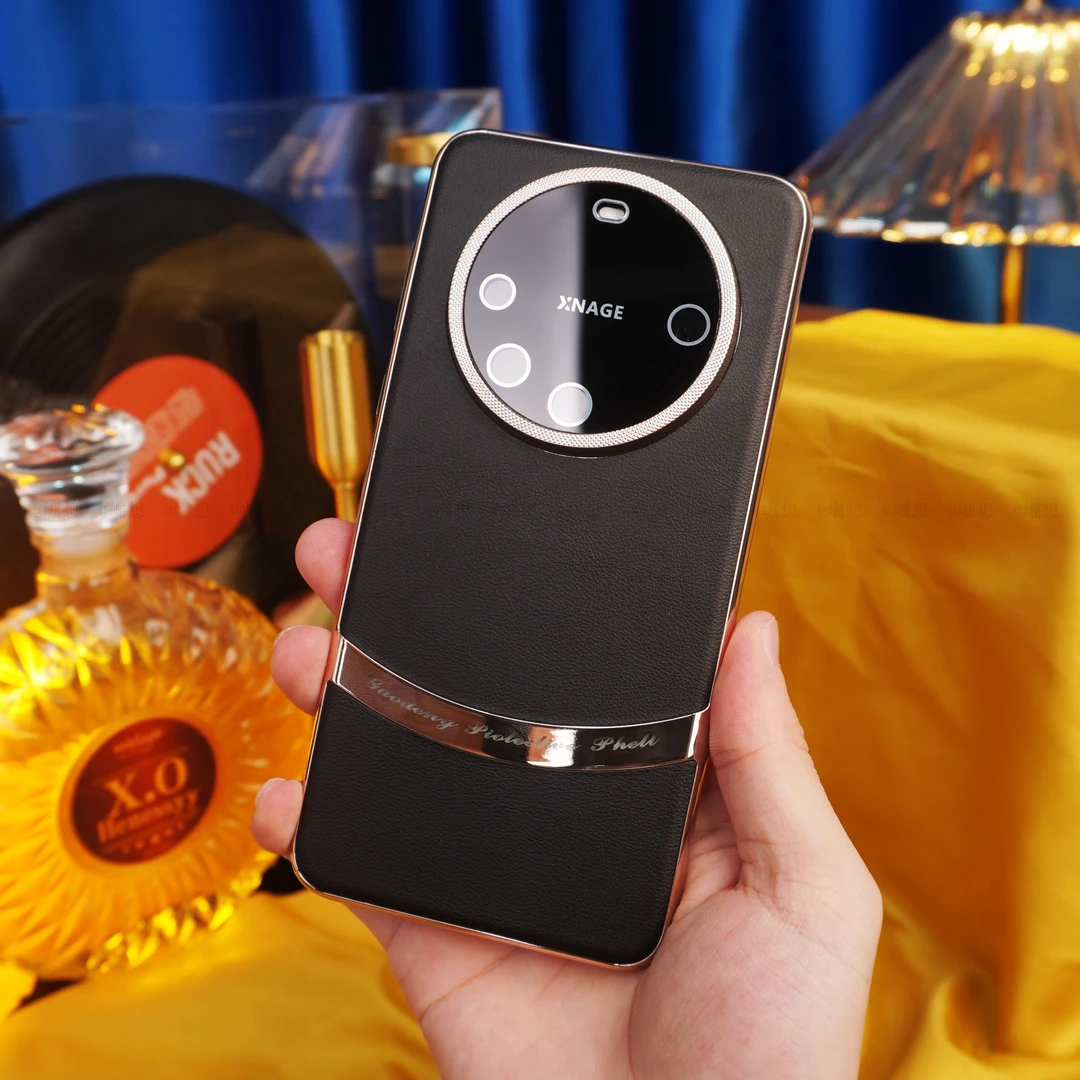 【 双拼鎏金电镀+全包镜头膜】适用华为Mate60Pro皮纹手机壳防摔