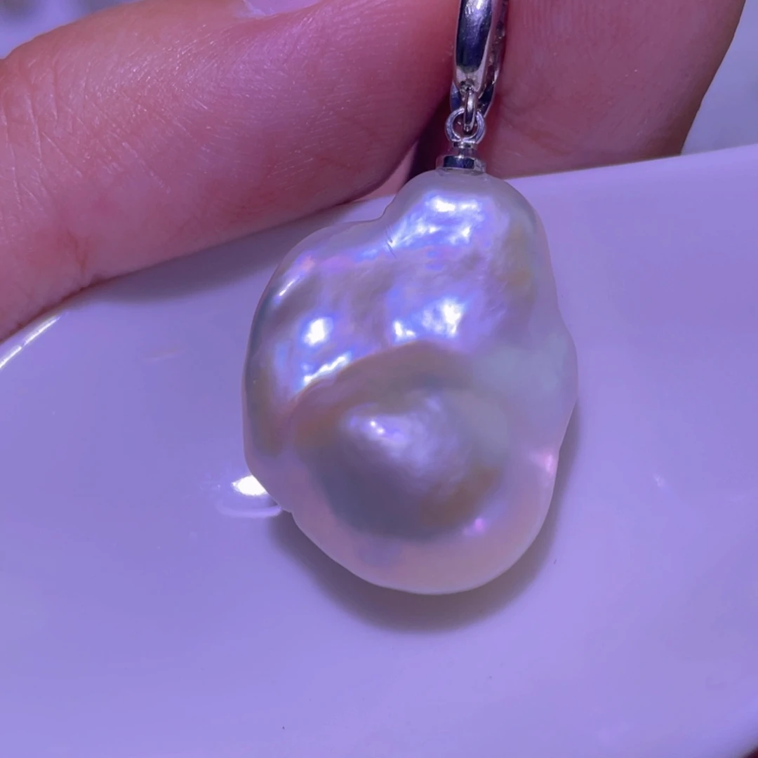 银S925镶嵌淡水珍珠天然淡水珍珠吊坠