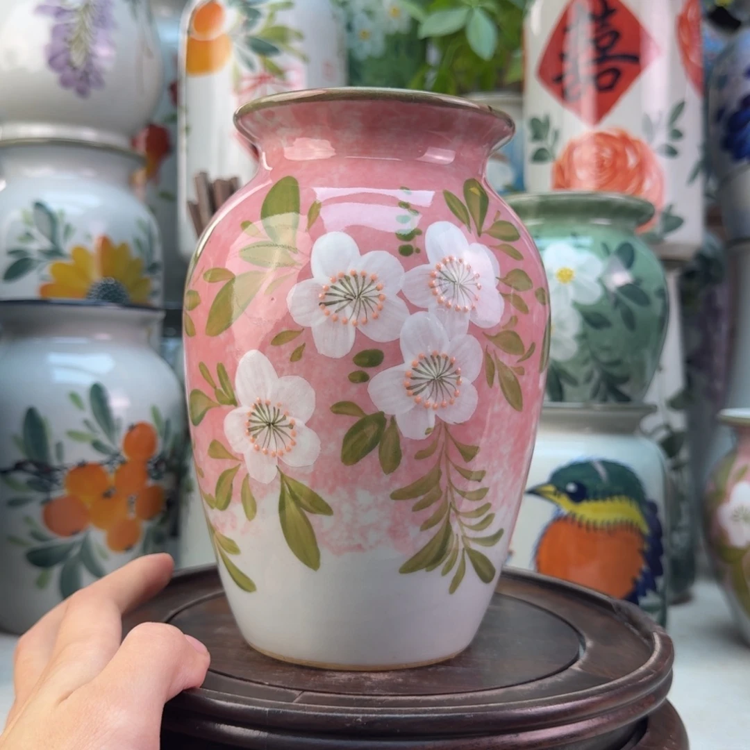 景德镇陶瓷手绘花瓶无孔