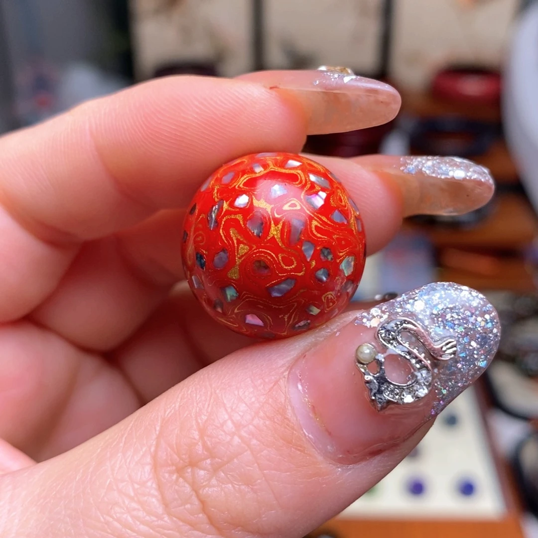 大漆20mm犀皮纹精品单珠