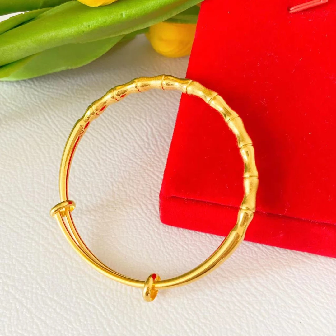 铜合金手镯 时尚精美推拉款竹节手镯实心镯子