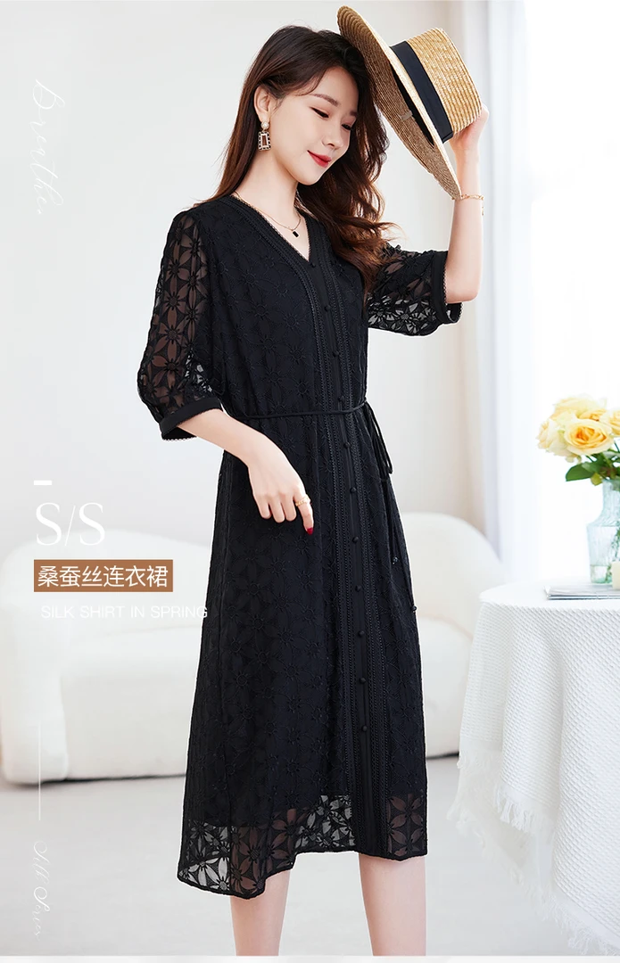 《着西》刺绣短袖连衣82599576