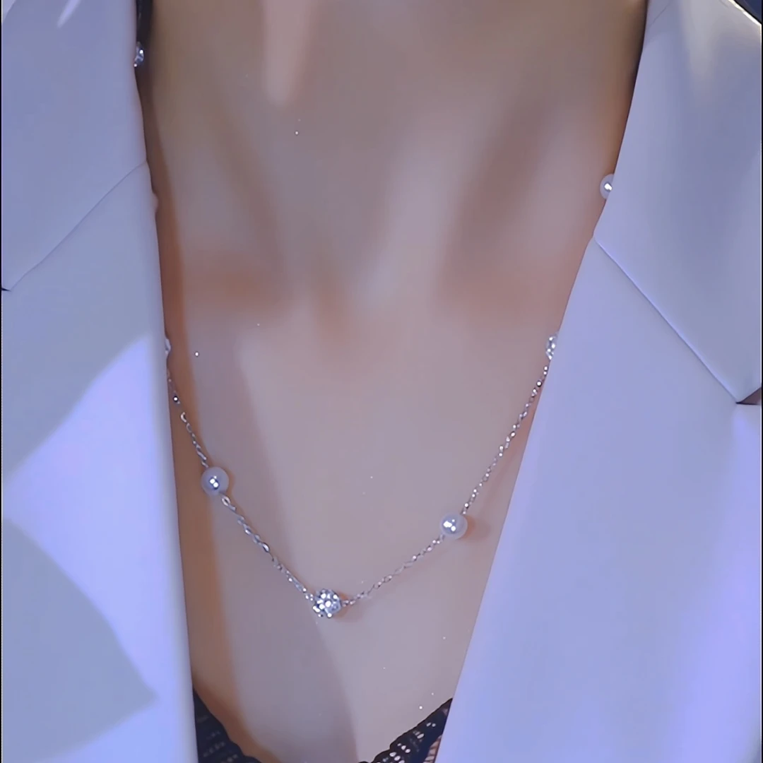 钛钢项链 2025新款满天星珠珠项链女轻奢小众高级感Y字锁骨链饰品