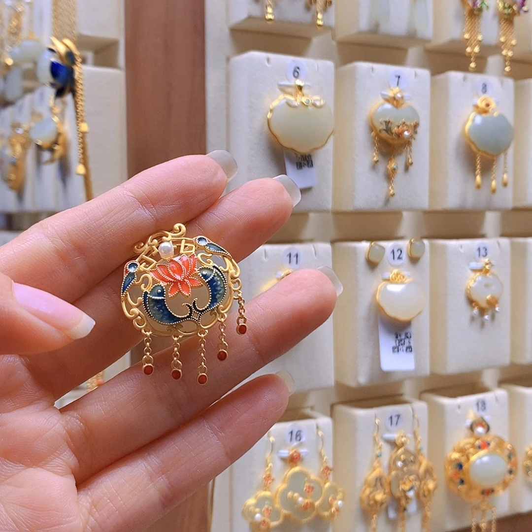 和田玉银S925镶嵌颈饰