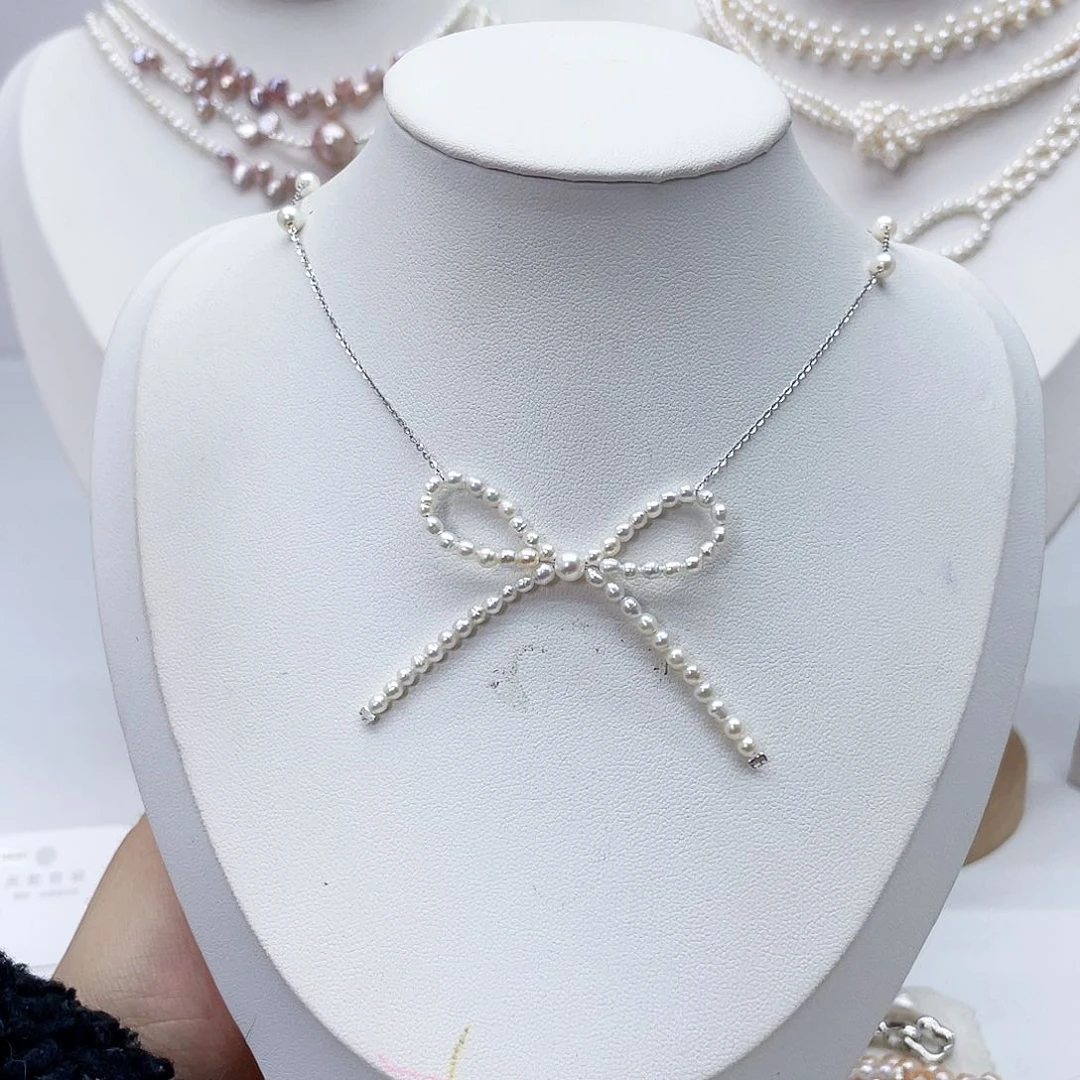 颈饰银S925镶嵌淡水珍珠