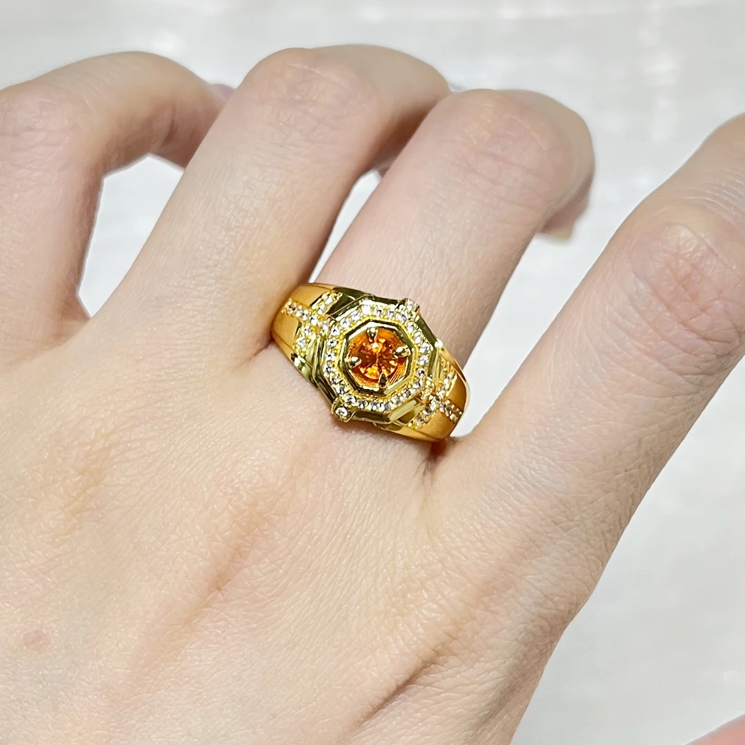 番大福工厂直出天然宝石芬达六芒星轻奢爪镶高闪优雅开口戒指