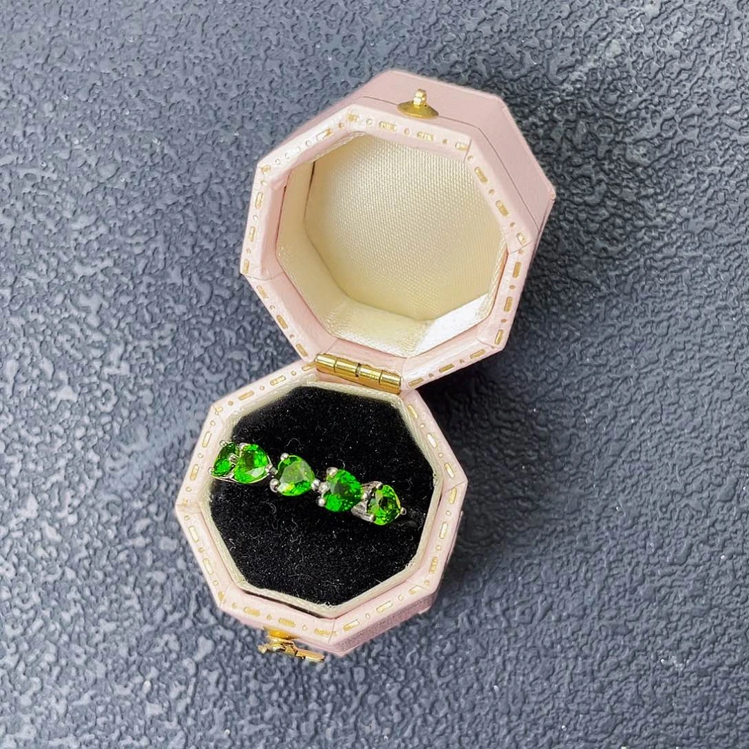 透辉石银S925镶嵌简约款简约款排戒