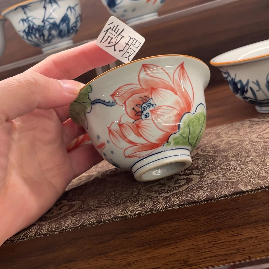 釉下手绘茶具微瑕