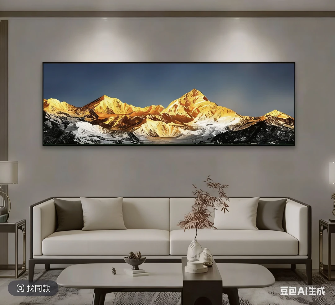 A232现代轻奢背靠金山客厅沙发背景墙高档装饰画