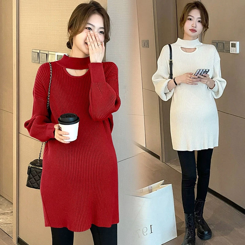 孕妇装秋季时尚打底2025新款秋冬季设计感加厚上衣针织衫两件套