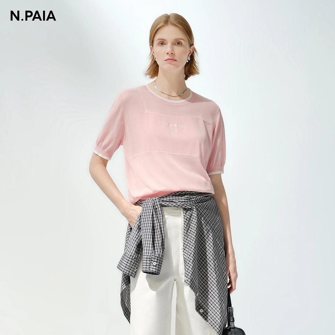 【可可专属】【基础衣橱】恩派雅25夏醋酸棉短袖针织T恤女XNKPT9525A