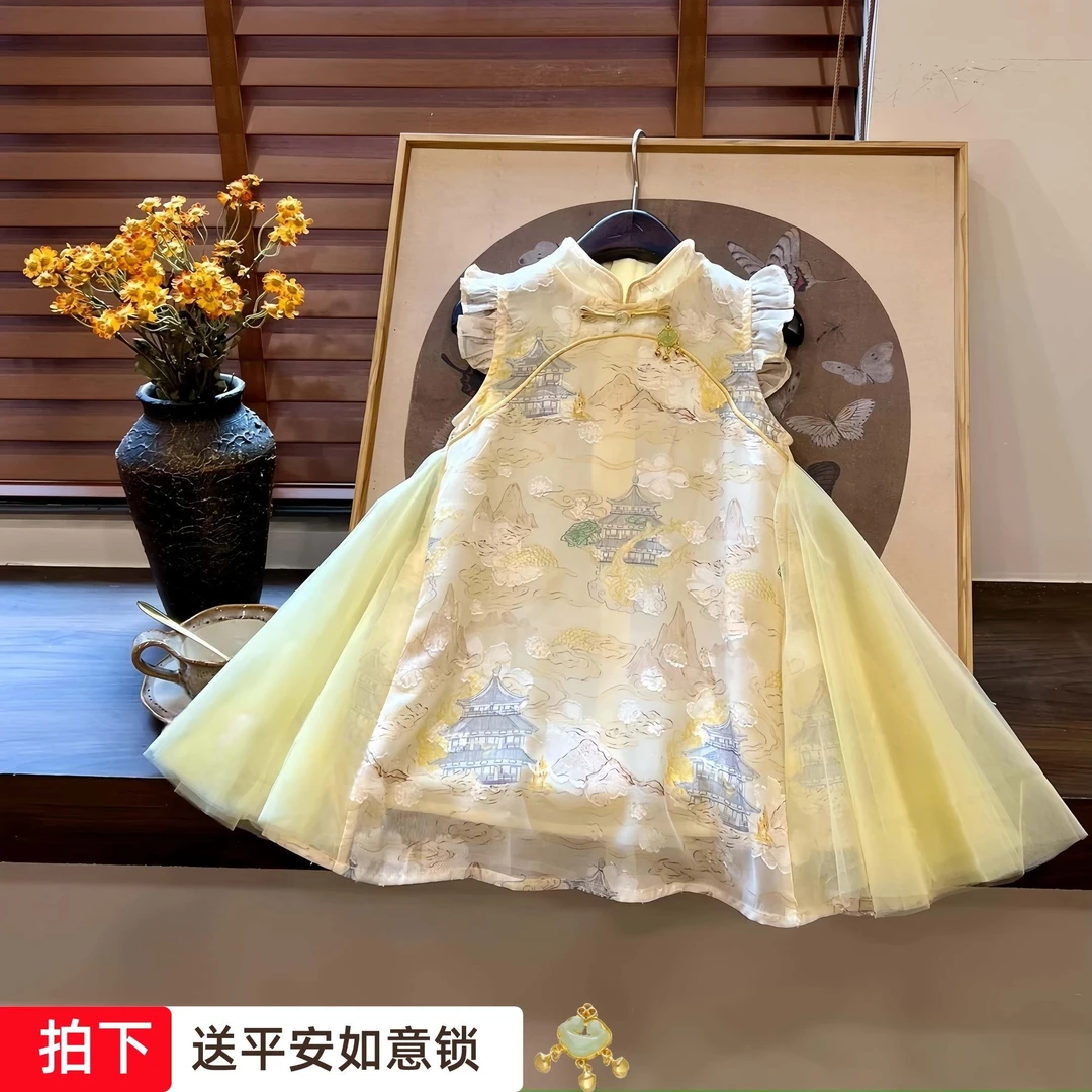 【现货】女童连衣裙2025新款洋气新中式国风夏季女孩贵气千金旗袍
