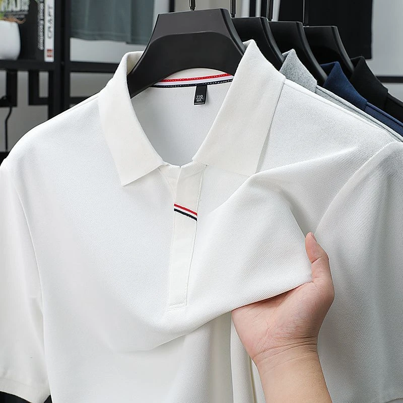 【专柜同款】男生商务POLO衫短袖T恤简约百搭透气爸爸装翻领上衣服