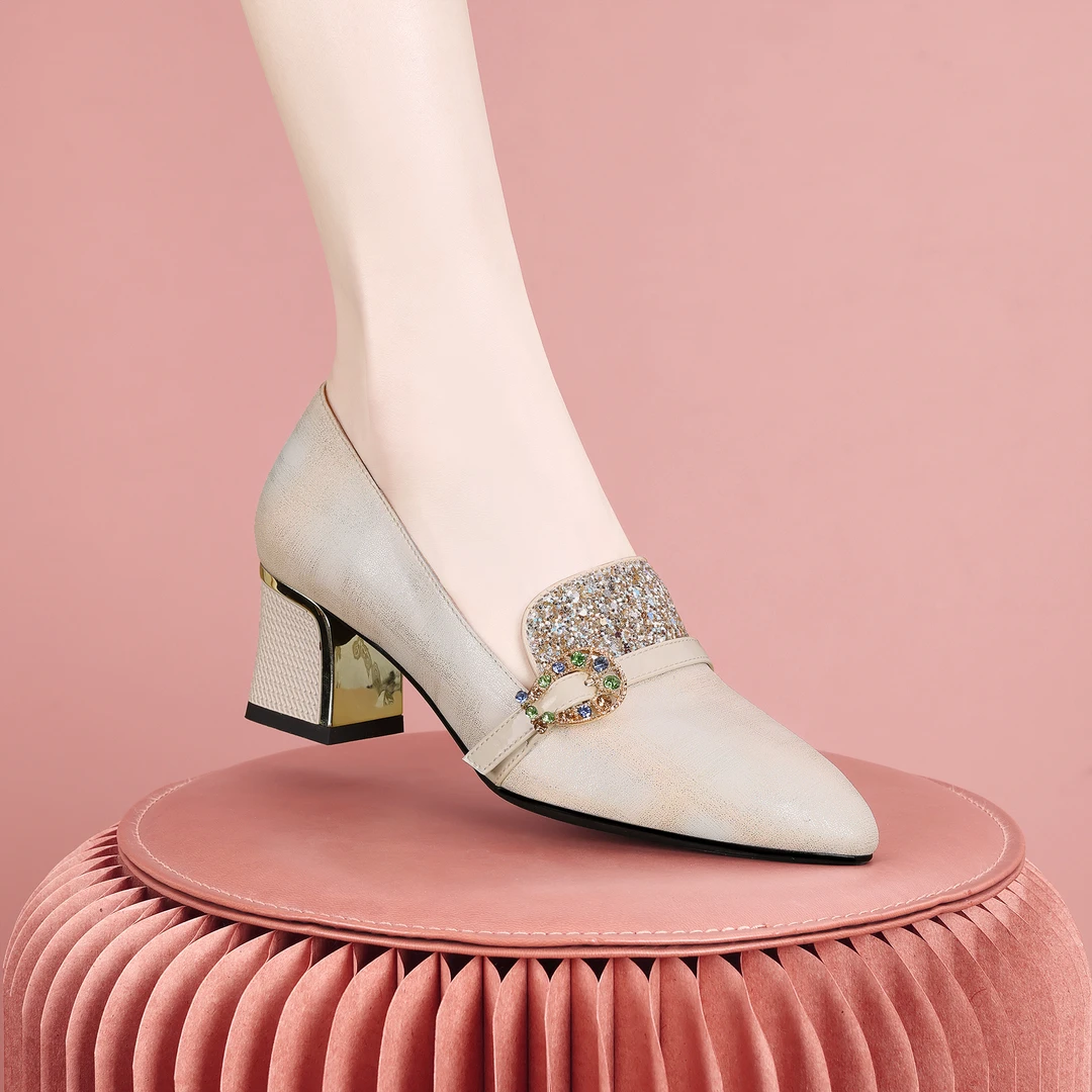 梵芮诗钻饰格利特2025年新款春季尖头百搭气质轻奢优雅单鞋-J1347