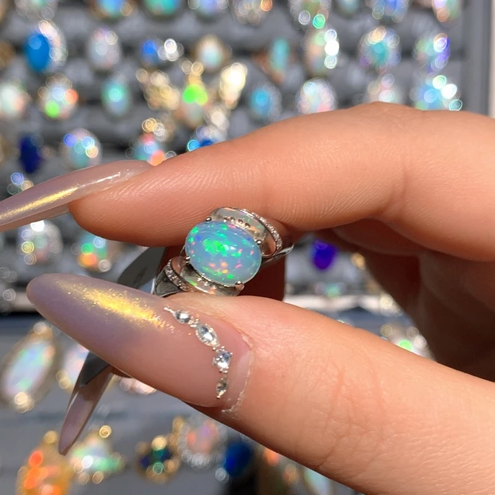 欧泊欧泊戒指t银S925镶嵌