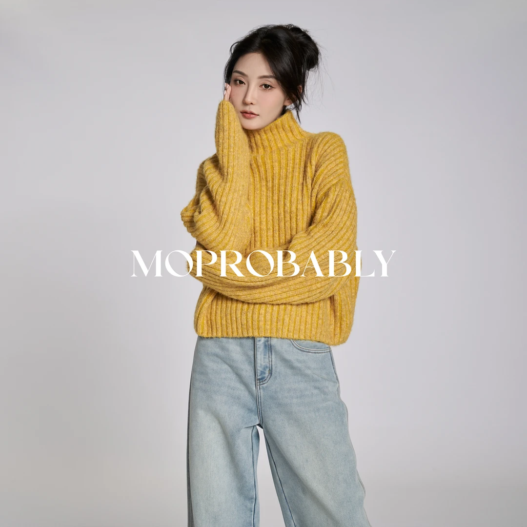 Moprobably李予诺「色调」红人上新净版纯色百搭高领毛衣L4476414